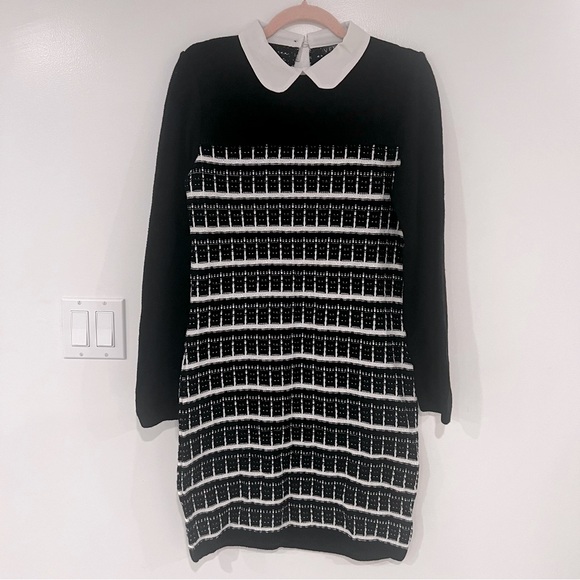 Venus Black & White Sweater Dress with Collar Women’s Sz M - Picture 1 of 8